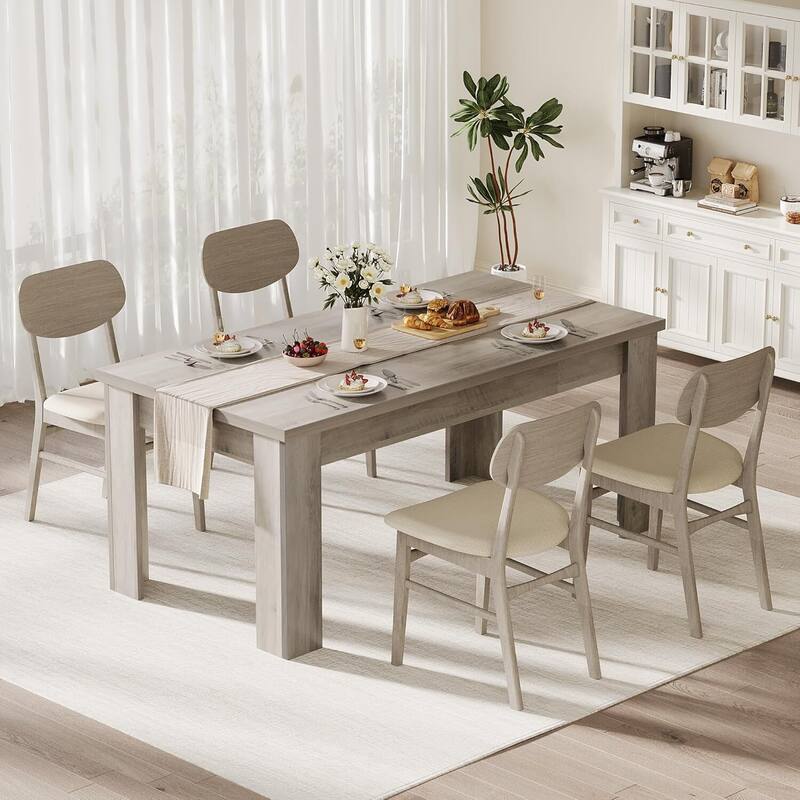 63"L Kitchen Dining Room Table for 4-6 Dining Room, Kitchen, Living Room (Only Table) - Grey