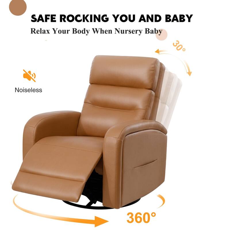Aemeios Faux Leather Swivel Glider Rocker Manual Recliner