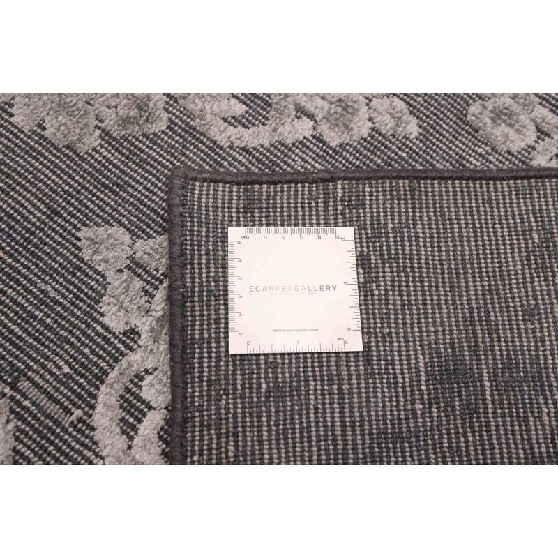 ECARPETGALLERY Hand Loomed Elysian Dark Grey Viscose, Wool Rug - 6'8 x 9'9
