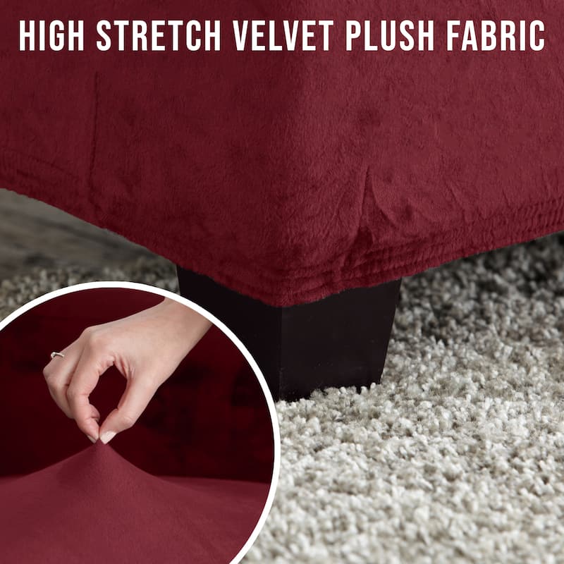 Premium Stretch Velvet-Plush Ottoman Slipcover