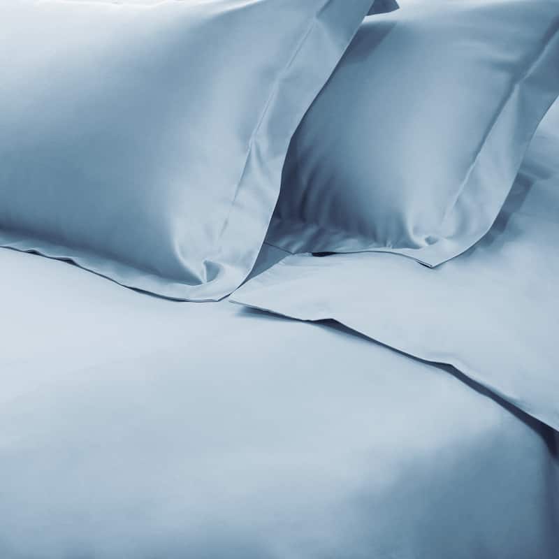Superior Egyptian Cotton 650 Thread Count Solid Duvet Cover Set - Baby Blue - Twin