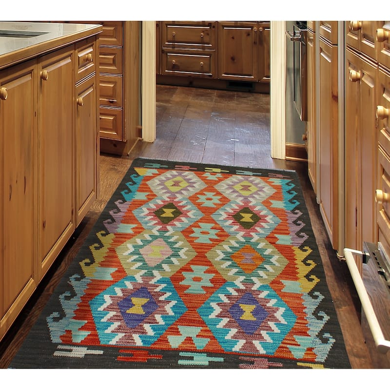 Flatweave Doniyor Charcoal/Rust Runner - 2'8" x 4'3"