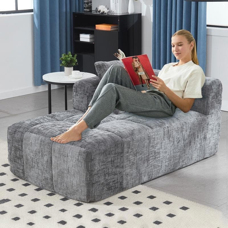 Chenille Loveseat Sofa, Minimalist Modular Sleeper for Living Room