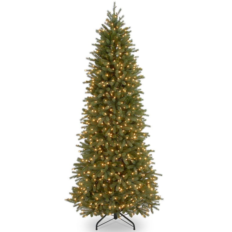 National Tree Company 6.5 ft. Jersey Fraser Fir Pencil Slim Tree with Clear Lights - 6.5 Foot