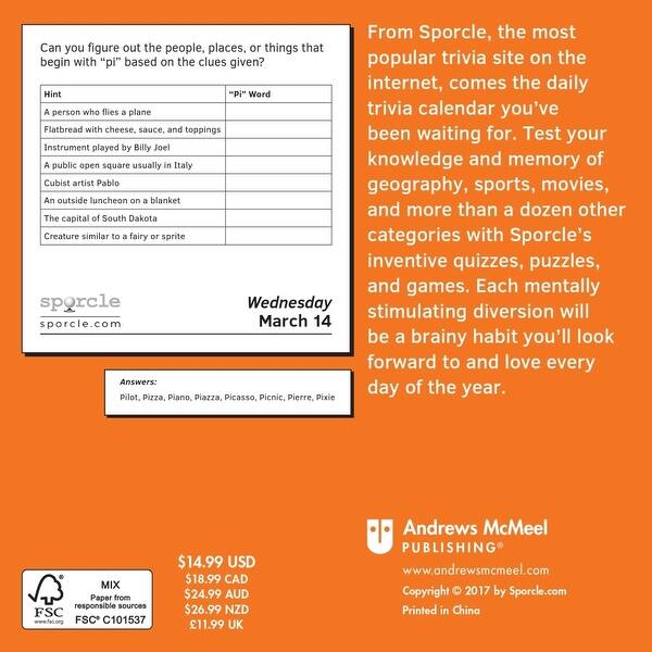 Shop Sporcle Desk Calendar Mindbenders Trivia By Andrews Mcmeel