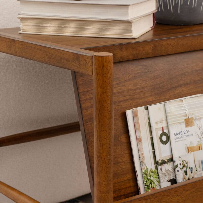 Linon Findlay Walnut Magazine Rack
