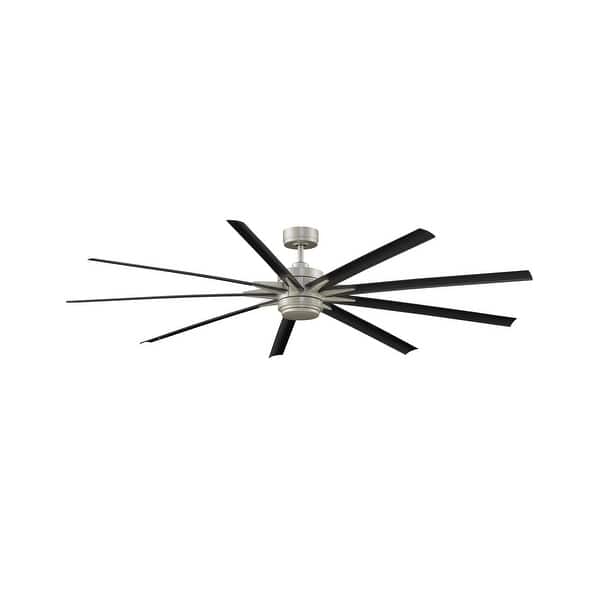 slide 2 of 11, Fanimation Odyn 84 inch Indoor/Outdoor Smart Ceiling Fan w/ LED CCT Select Light and Remote - Brushed Nickel with Black Blades