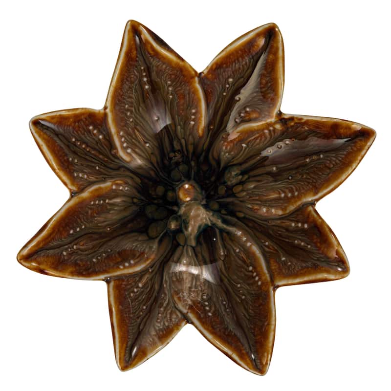 Stoneware Flower Plate with Glaze