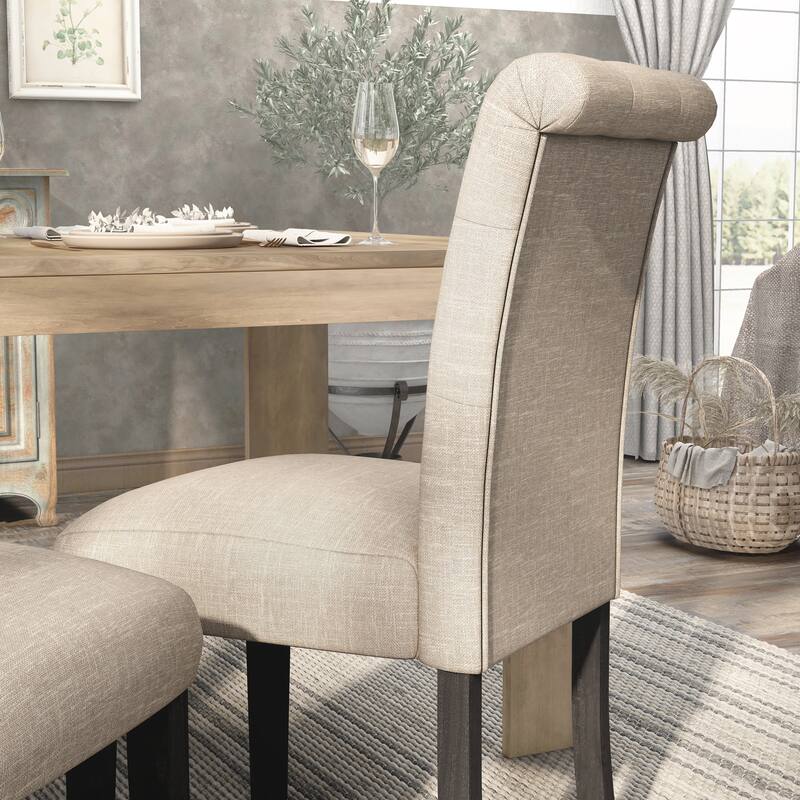 Chalwa Rustic Wood Upholstered 6-Piece Dining Set with Table and 4 Chairs and 1 Bench by Copper Grove