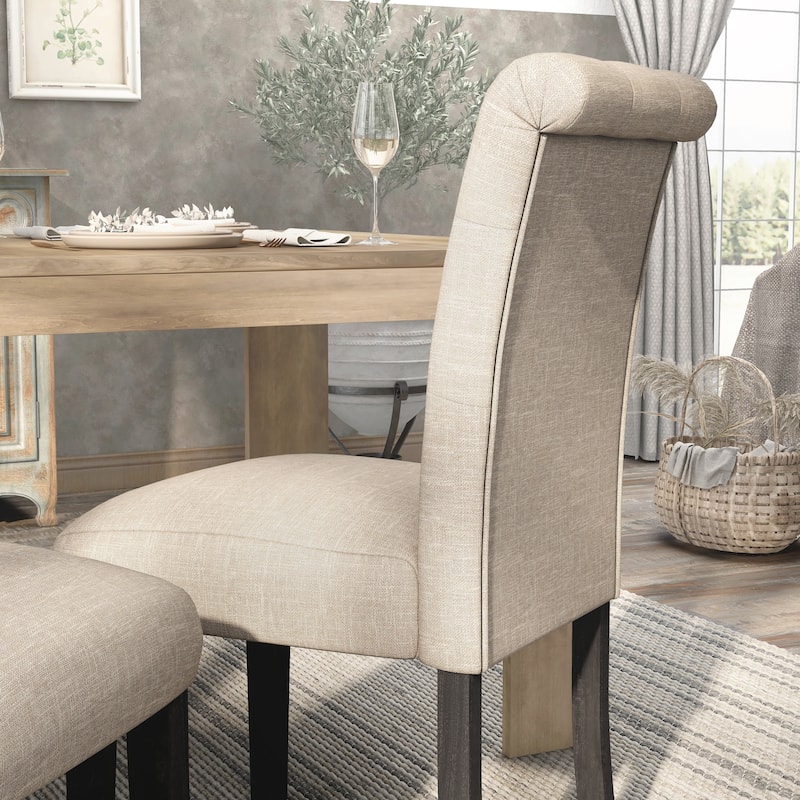 Copper Grove Chalwa Tufted Linen Fabric Dining Chairs (Set of 2)