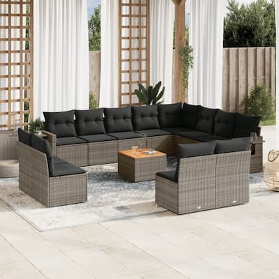 vidaXL Garden Sofa Set PE rattan Large Adjustable Feet