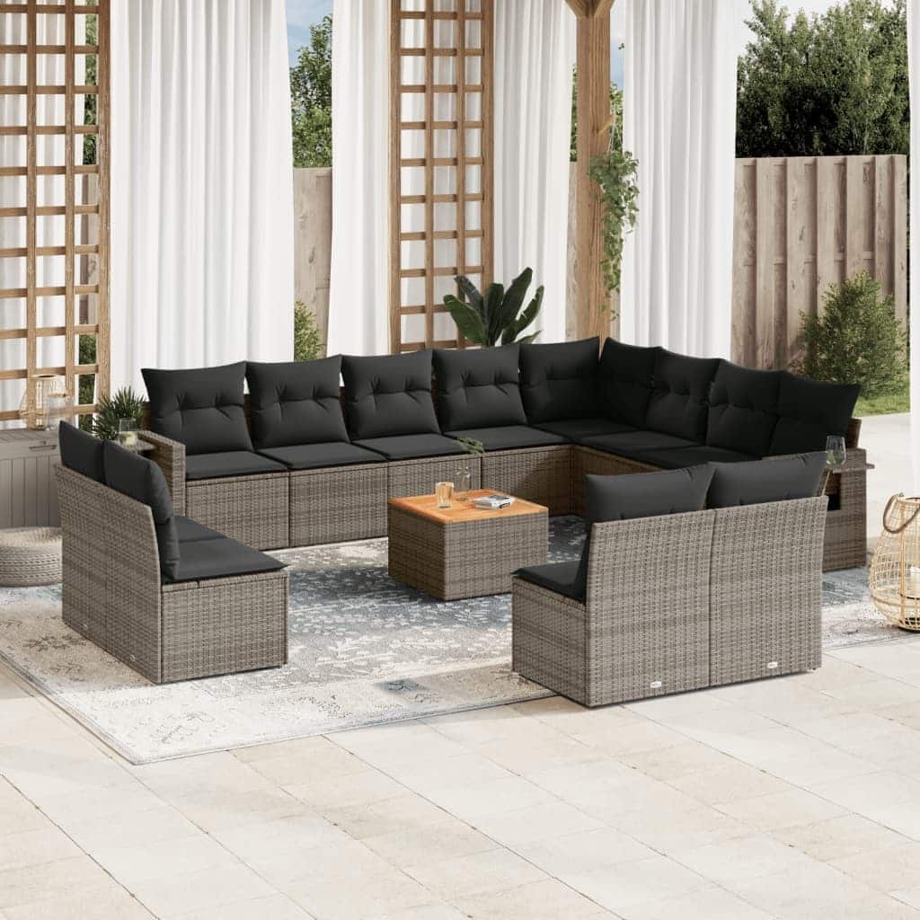 vidaXL Garden Sofa Set PE rattan Large Adjustable Feet