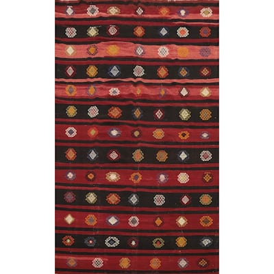 Hand Woven Oriental 100% Wool Carpet Southwestern Tribal Red Kilim Area Rug - 10' 0'' X 6' 0''
