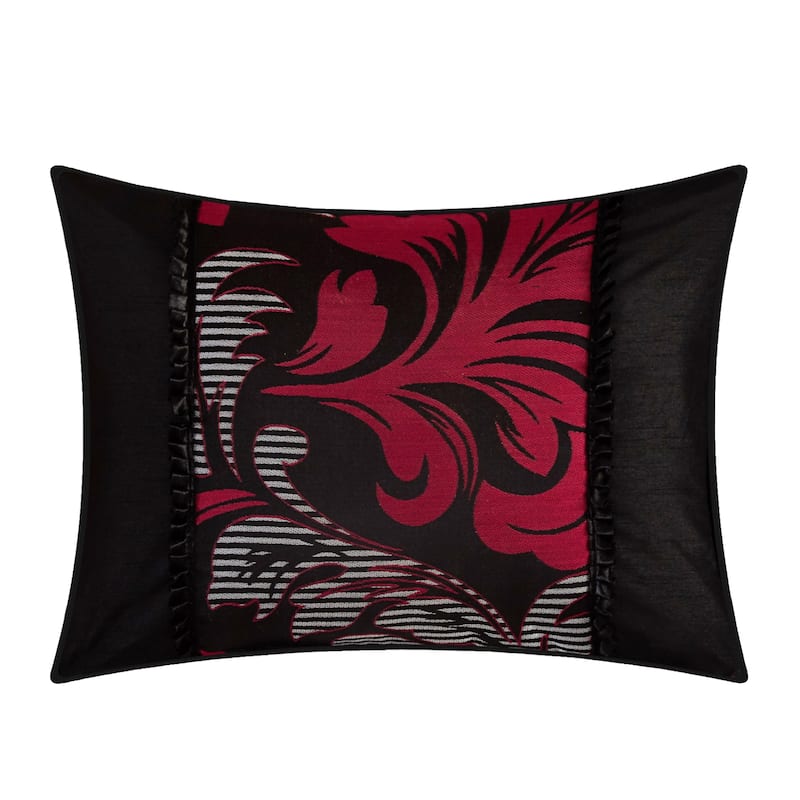 Nanshing Liana Embroidered Red and Black 7-Piece Floral Comforter Set