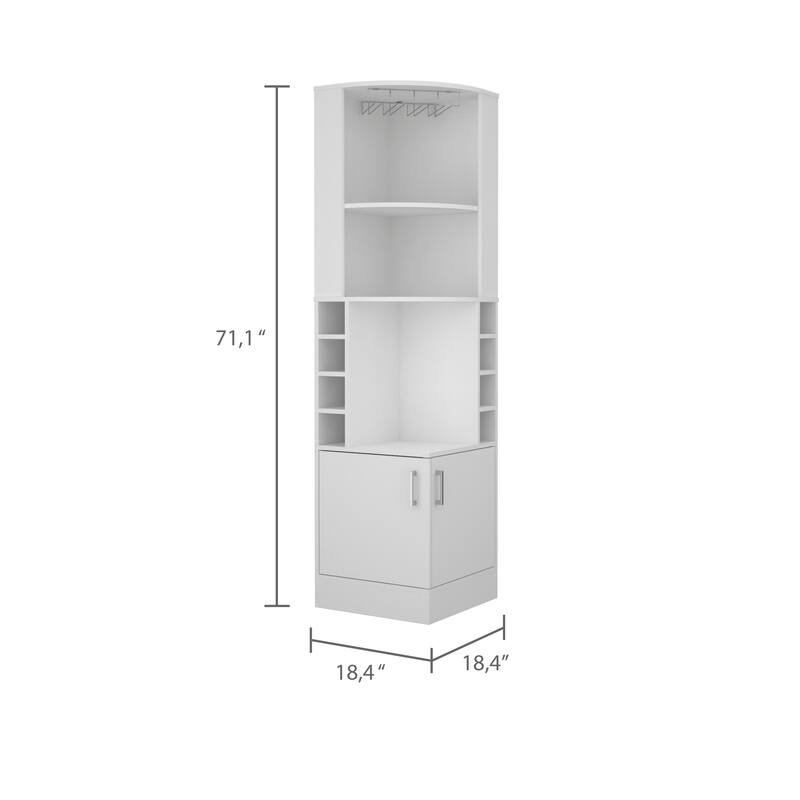 Bar Cabinet with Wine Bottle Storage & Concealed Shelves, 8-Bottle Display, Particle Board, 71" Tall