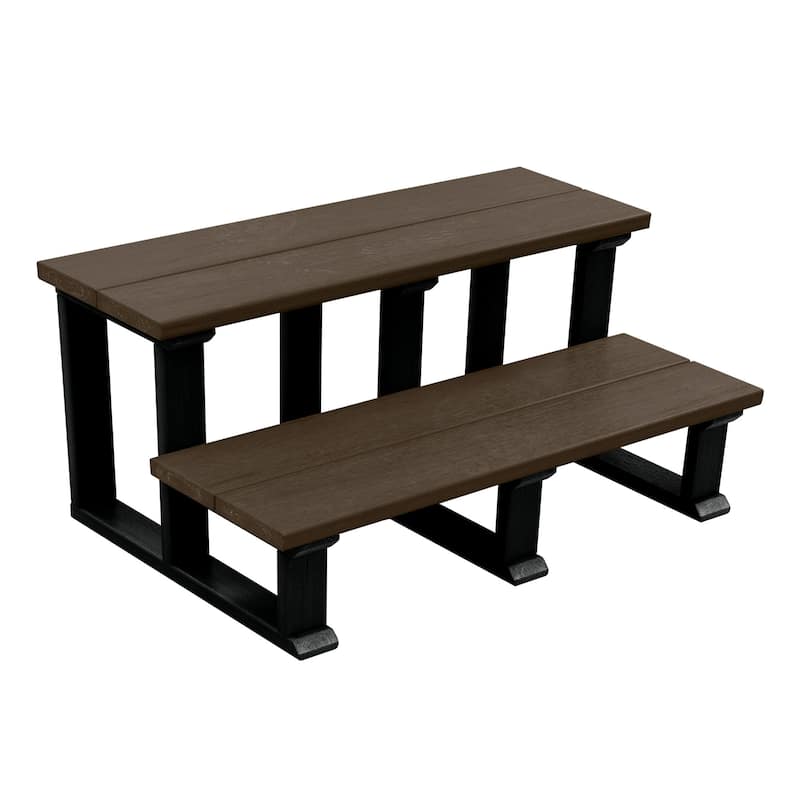 Highwood Eco-Friendly Hot Tub Spa Two Tier Steps 32" - Weathered Acorn
