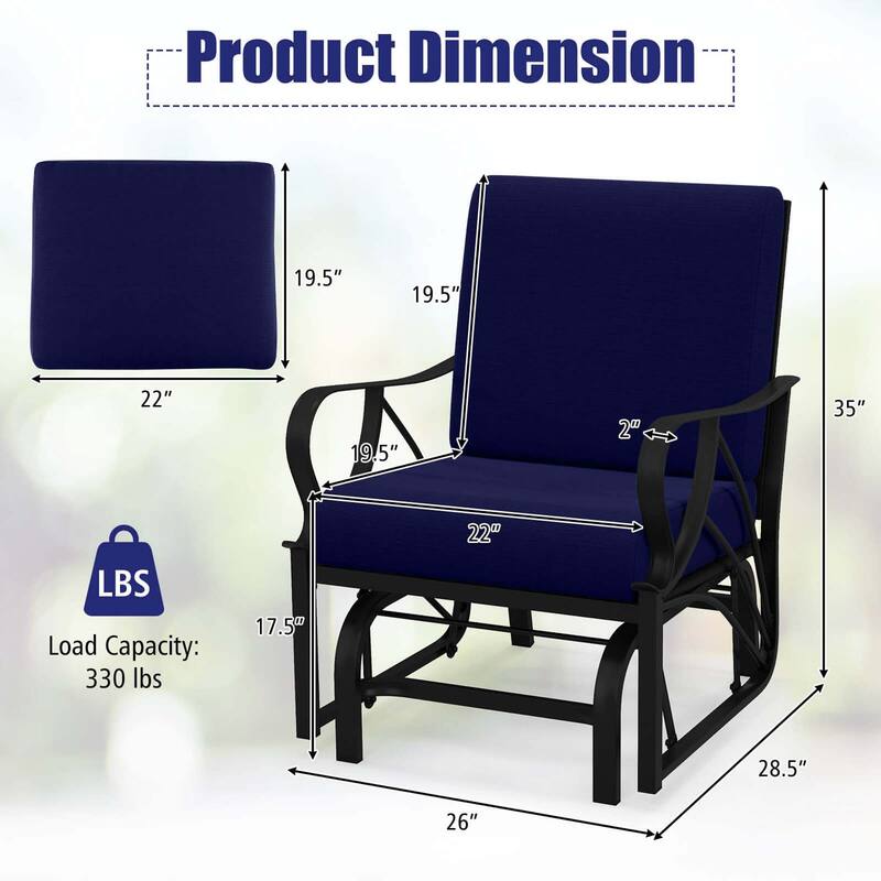 Costway 2 PCS Patio Rocking Chair with Cushion Heavy-Duty Metal Frame - 2 PCS