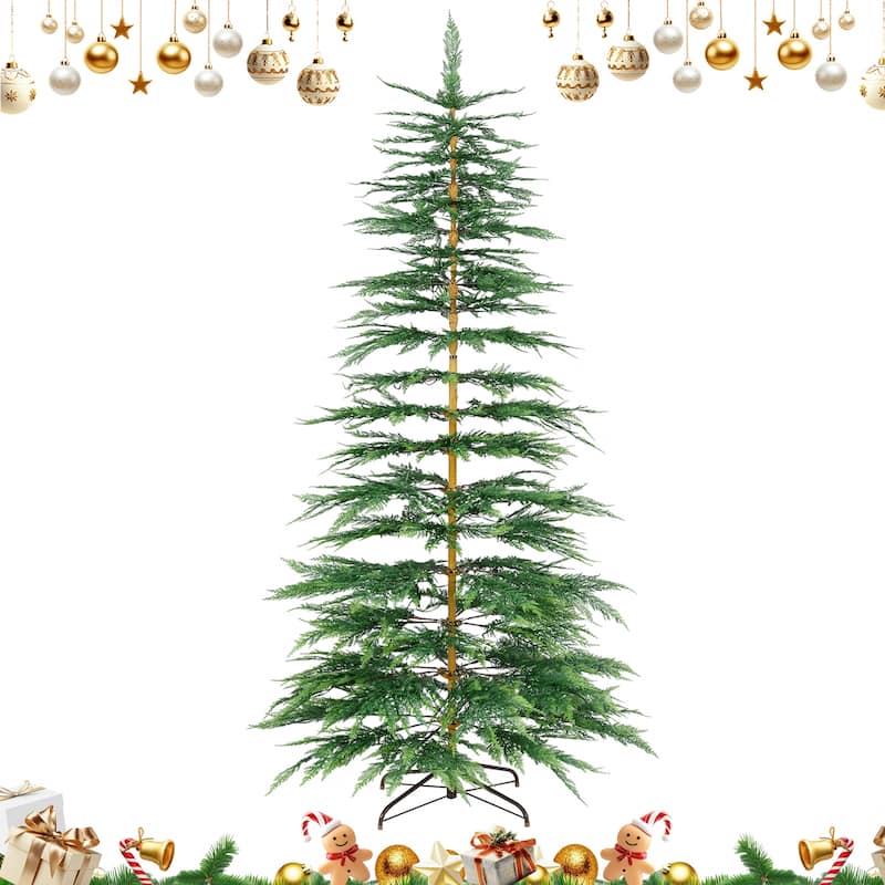 Costway 6.5 FT/7.5FT Pre-Lit Christmas Tree Hinged with 470/612 PE