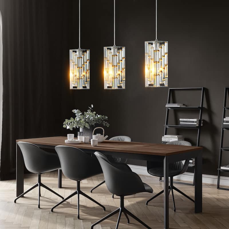 3-Piece Modern Adjustable Pendant Light with Crystal Prism Design
