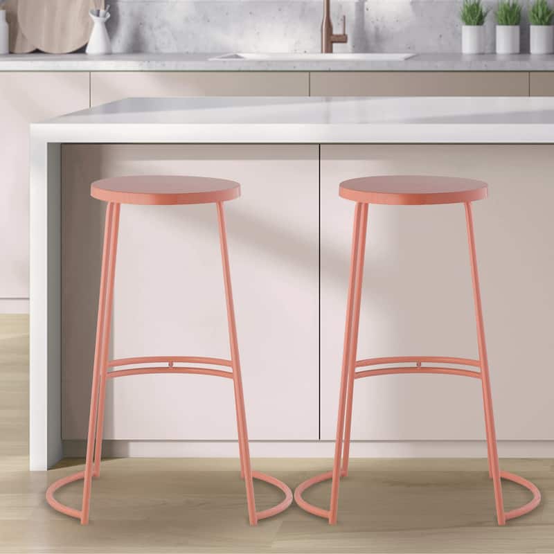 Trinity 28.75" Modern Designer Iron Curved Backless Bar Stool, by JONATHAN Y