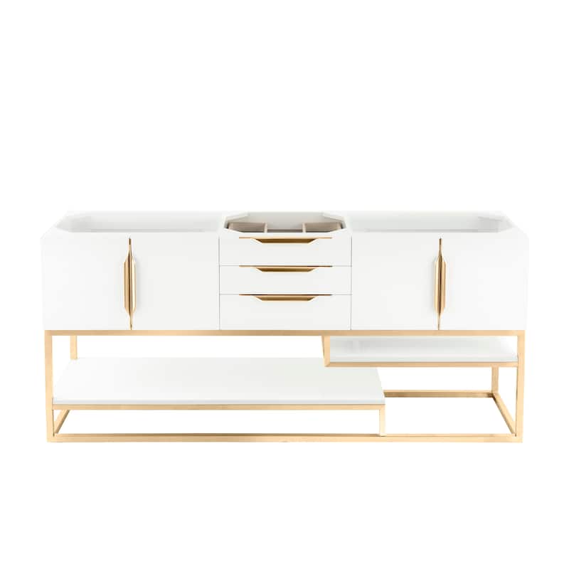 James Martin Vanities Columbia 72" Single Vanity, Glossy White with Radiant Gold Hardware
