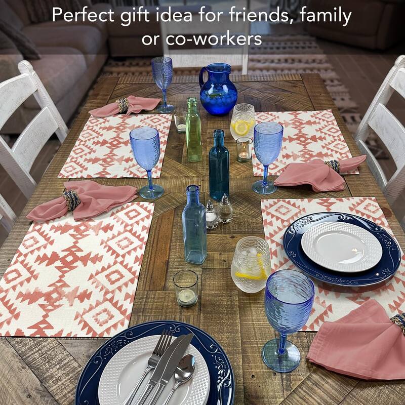 Southwest Flair 4-Pack Poly-Cotton Blend Placemats Manufactured in The USA Machine Washable Dryer Safe