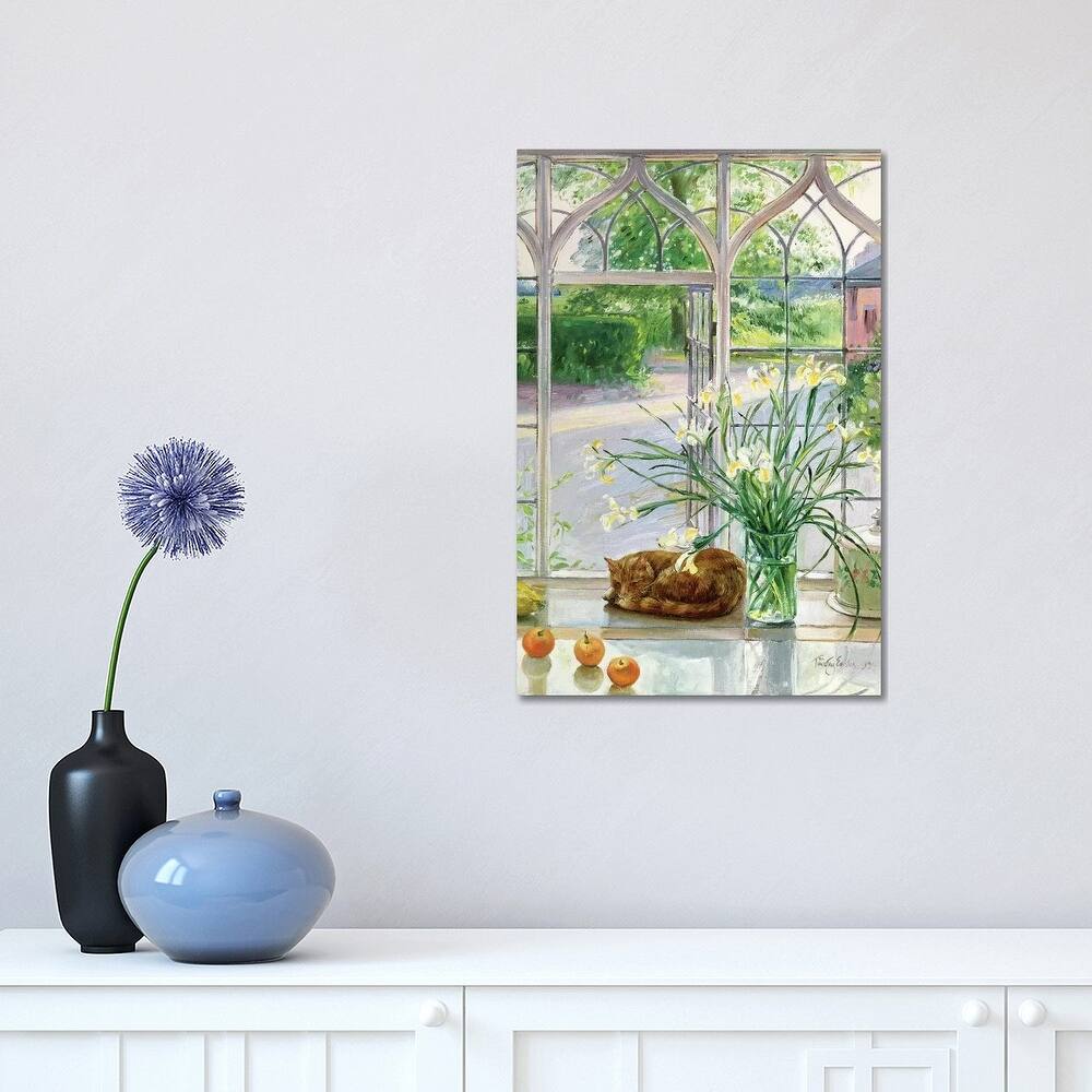 iCanvas "Irises And Sleeping Cat, 1990" by Timothy Easton Canvas Print