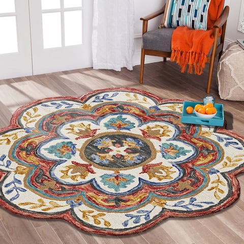 LR Home Sinuous Blossoms Area Rug