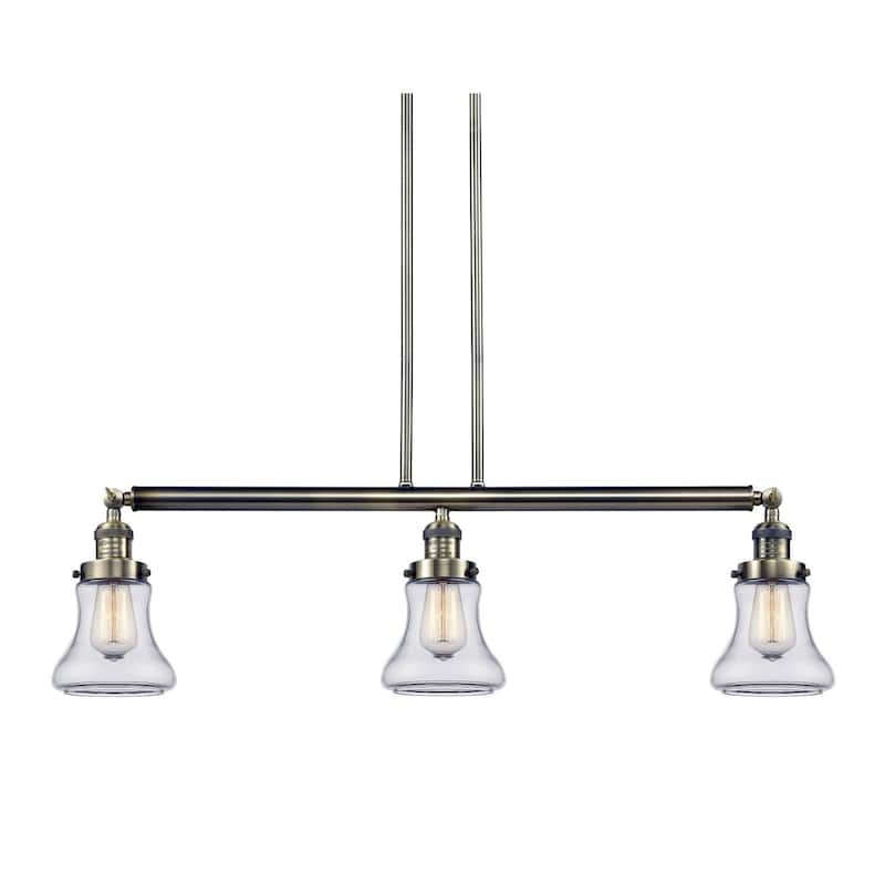 Innovations Lighting Bellmont 3 Light 39" Wide Linear Chandelier - Antique Brass / Clear