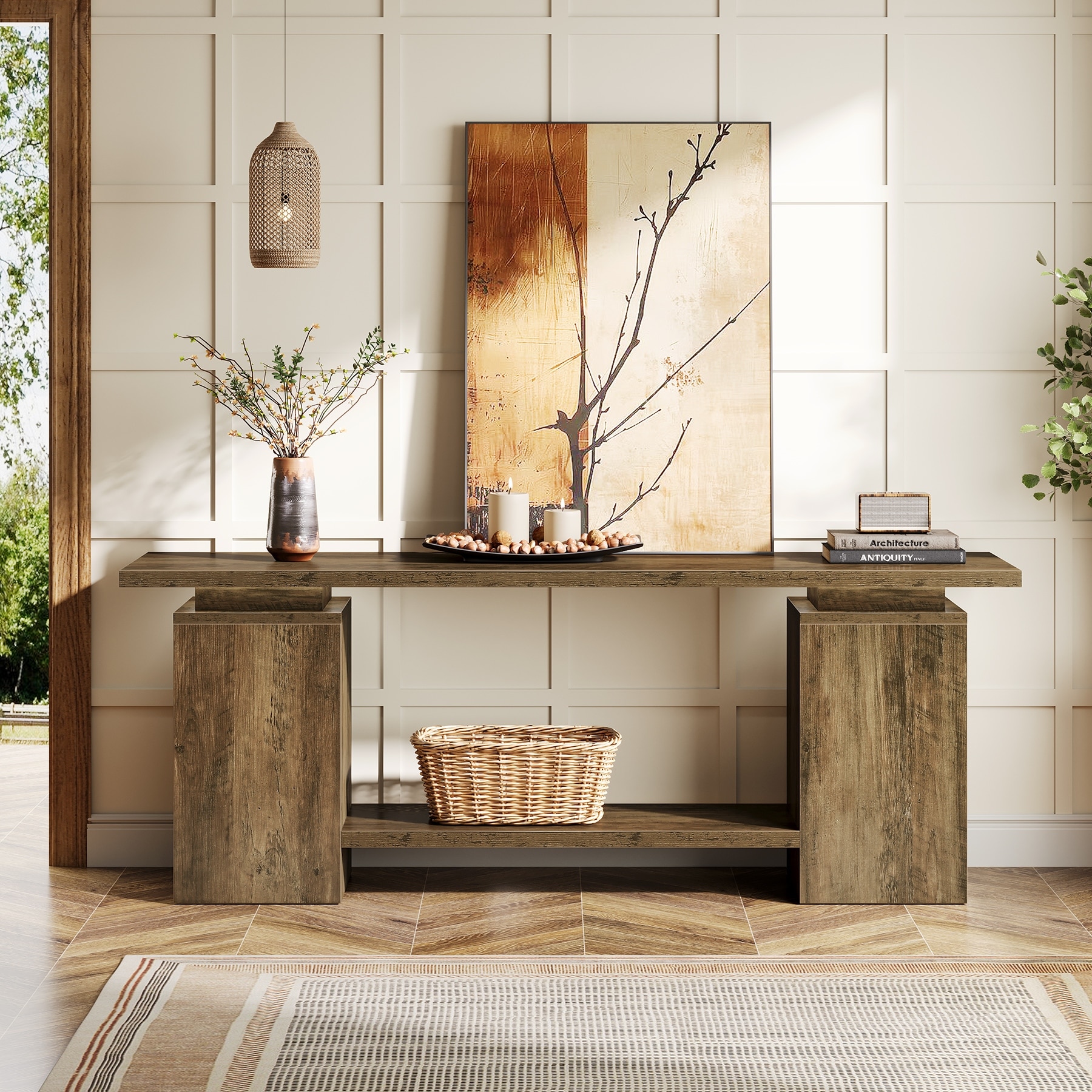 63" Rustic TV Stand for 55-75 Inch TVs | Extra Long Media Console with Storage