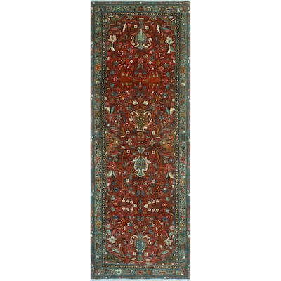 Noori Rug Fine Vintage Distressed Hooshyar Red/Ivory Runner - 3'2" x 9'4"
