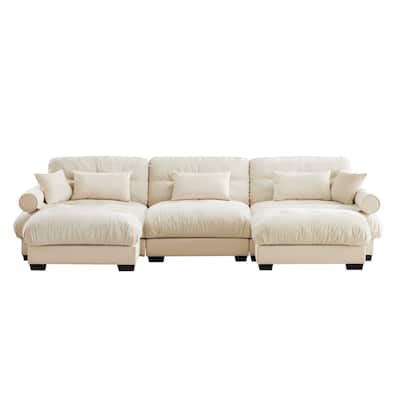 Convertible Modular Couch 130" U Shaped Sectional Sofa with 2 Ottomans