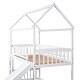 preview thumbnail 7 of 20, Modren Twin Over Twin Bunk Bed House Bed With Slide,Solid Construction for Bedroom