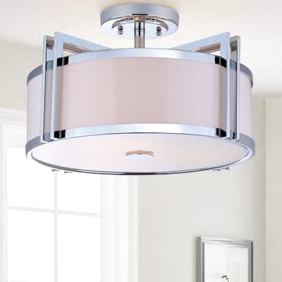 SAFAVIEH Lighting Orb Drum 3-light Chrome Ceiling Light - 17.125"x17.125"x10.25"