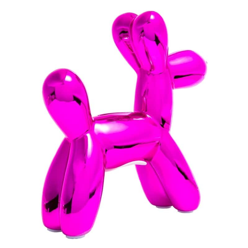 Interior Illusions Plus Hot Pink Mini Ceramic Dog Piggy Bank - 7.5" tall