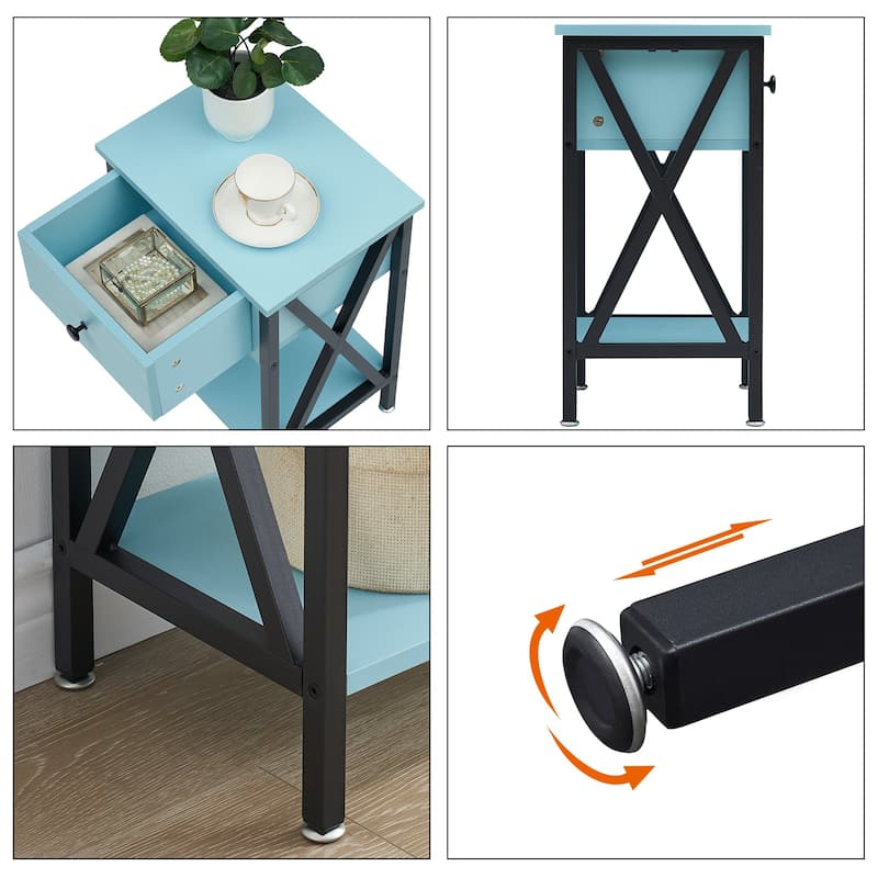 VECELO Modern Nightstand 1-Drawer with Storage Shelf, End Table/Side Table