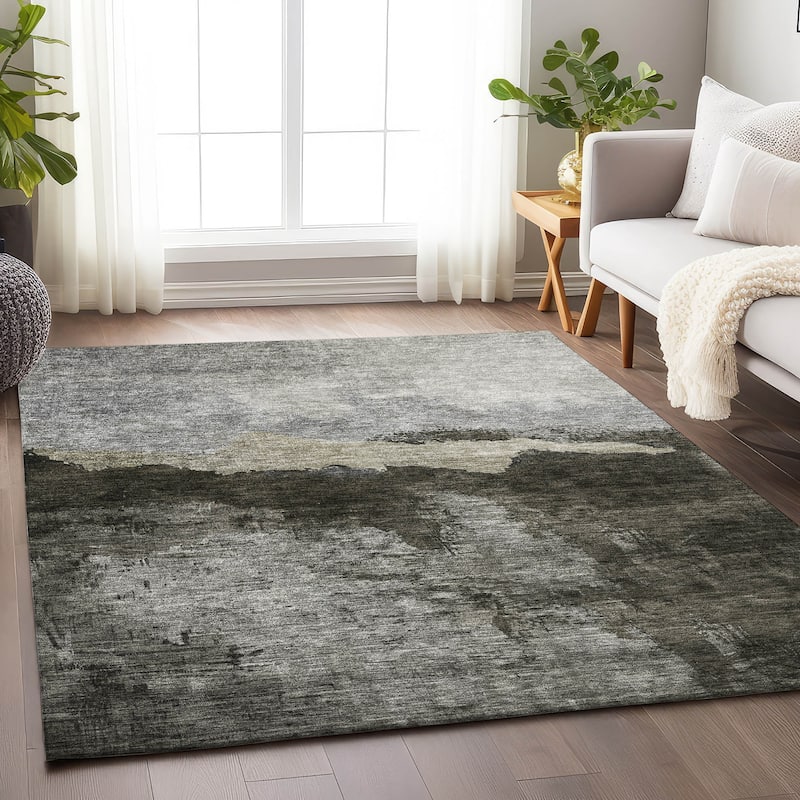 Machine Washable Indoor/ Outdoor Modern Contemporary Chantille Rug - Taupe - 9' x 12'