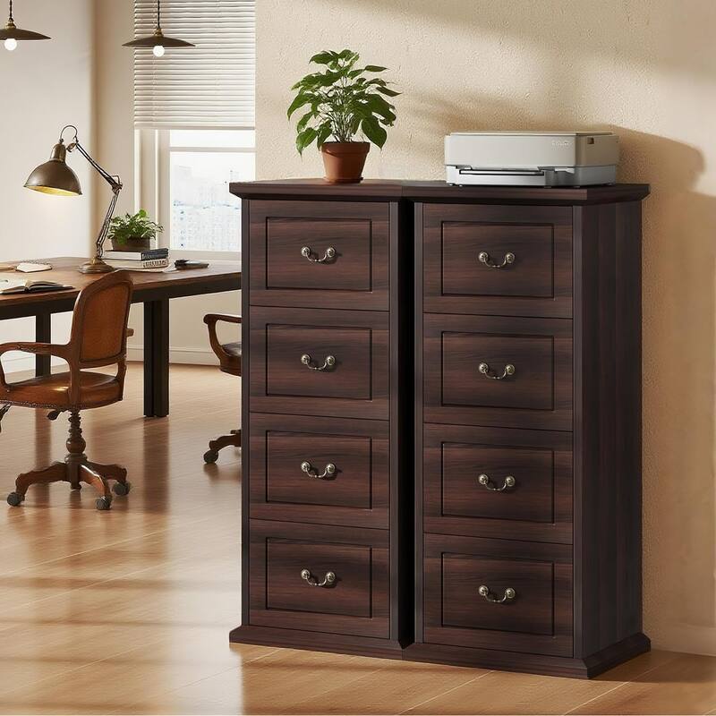51-Inch Tall 4-Drawer File Cabinet Wood Vertical Storage Cabinet for Home Office A4/Letter/Legal Files