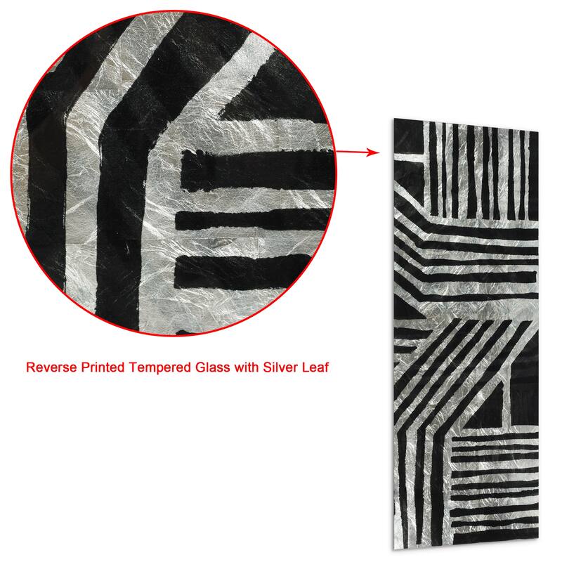 "Nokomis B" Abstract Wall Art Printed on Tempered Glass & Silver Leaf