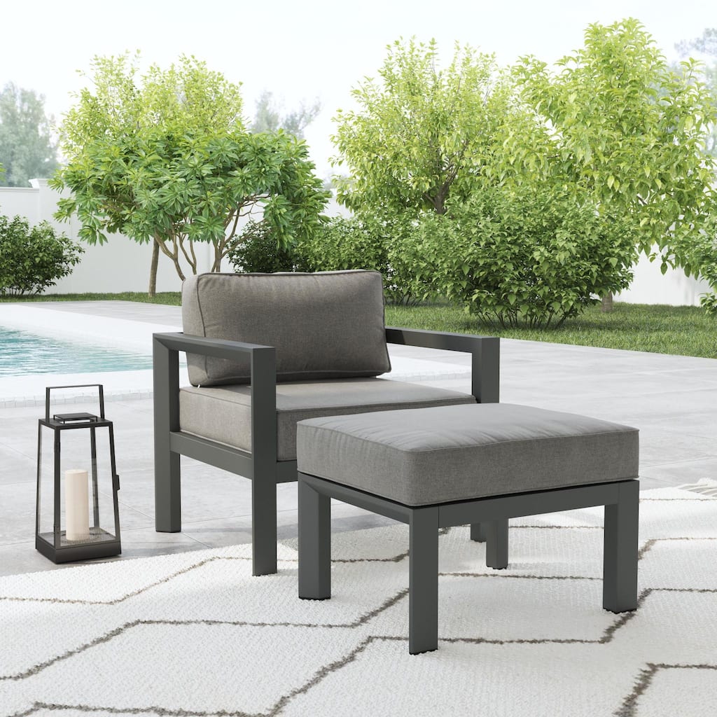 Grayton Gray Aluminum Outdoor Aluminum Lounge Chair - 33" x 32" x 29"