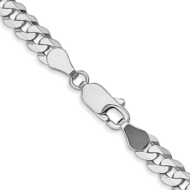 Curata 14k White Gold 4.5mm Flat Curb Chain Bracelet