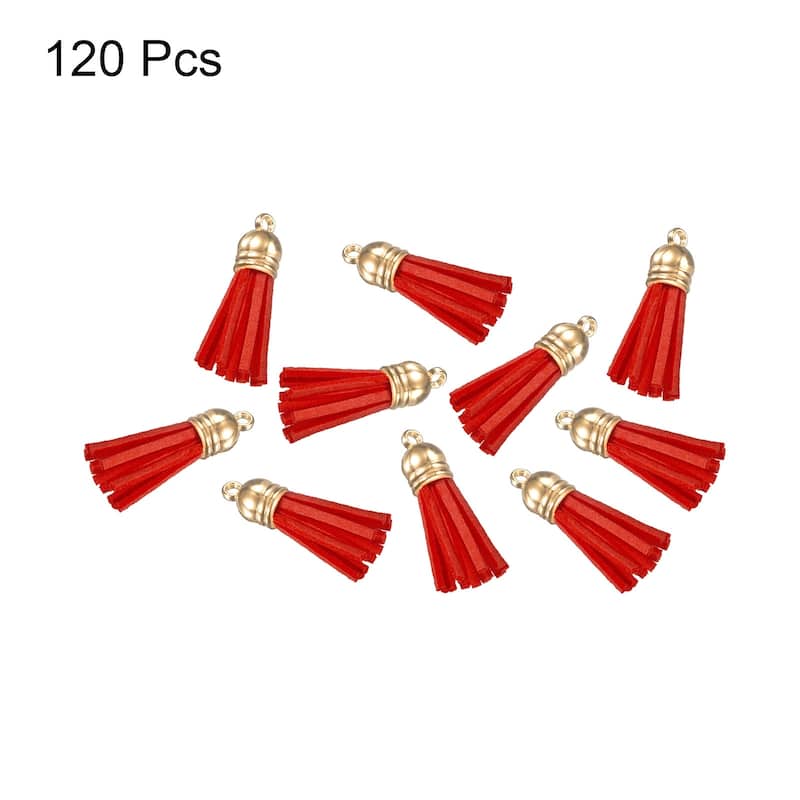 1.46" Leather Tassel Keychain for Bracelet DIY Craft Accessory 120Pcs Red