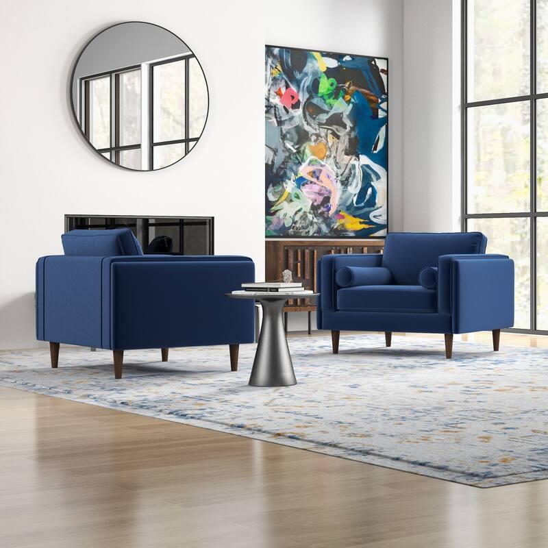 Flavia Mid-Century Pillow Back Velvet Lounge Chair Set