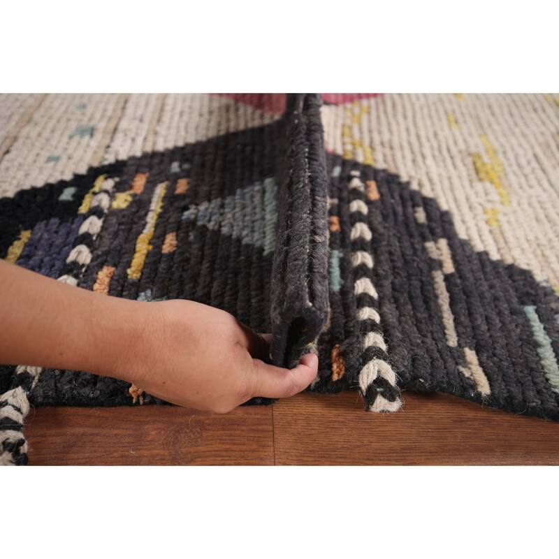 Abstract Moroccan Oriental Area Rug Hand-Knotted Wool Carpet - 6'1"x 10'1"