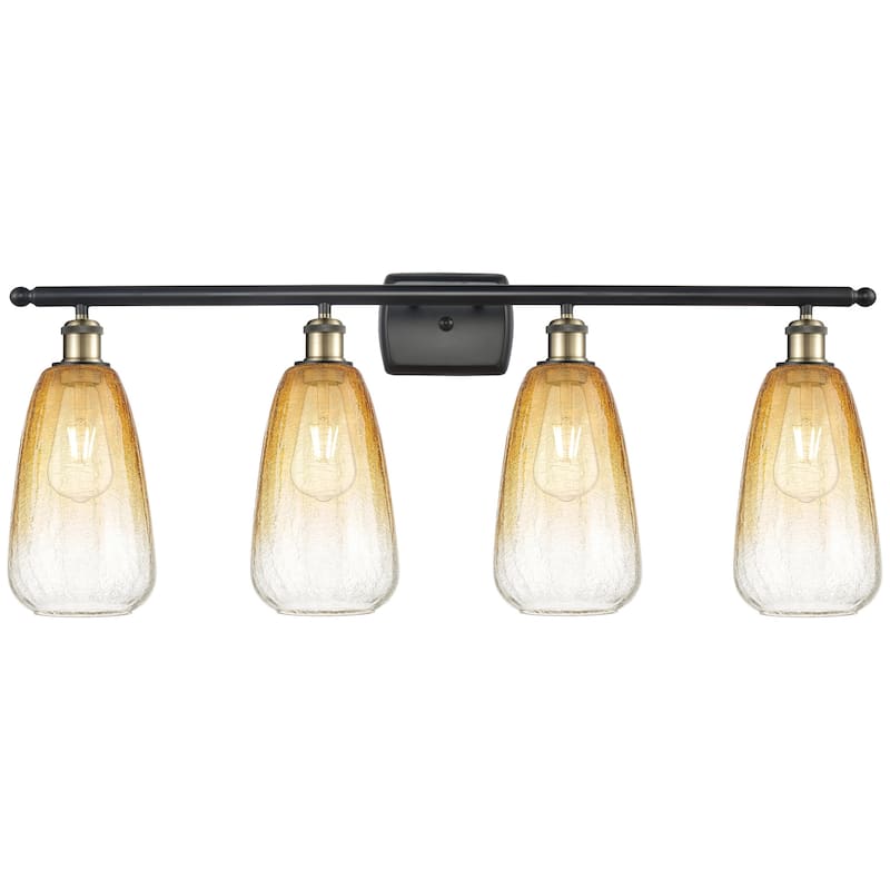 Innovations Lighting 516-4W-14-36 Brookhaven Almond Vanity Brookhaven - Black Antique Brass / Amber