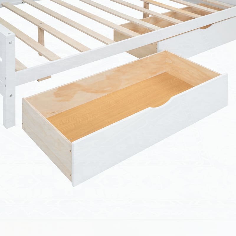 Wooden Daybed with Glass-Door Storage Cabinets and Built-in LED Lighting