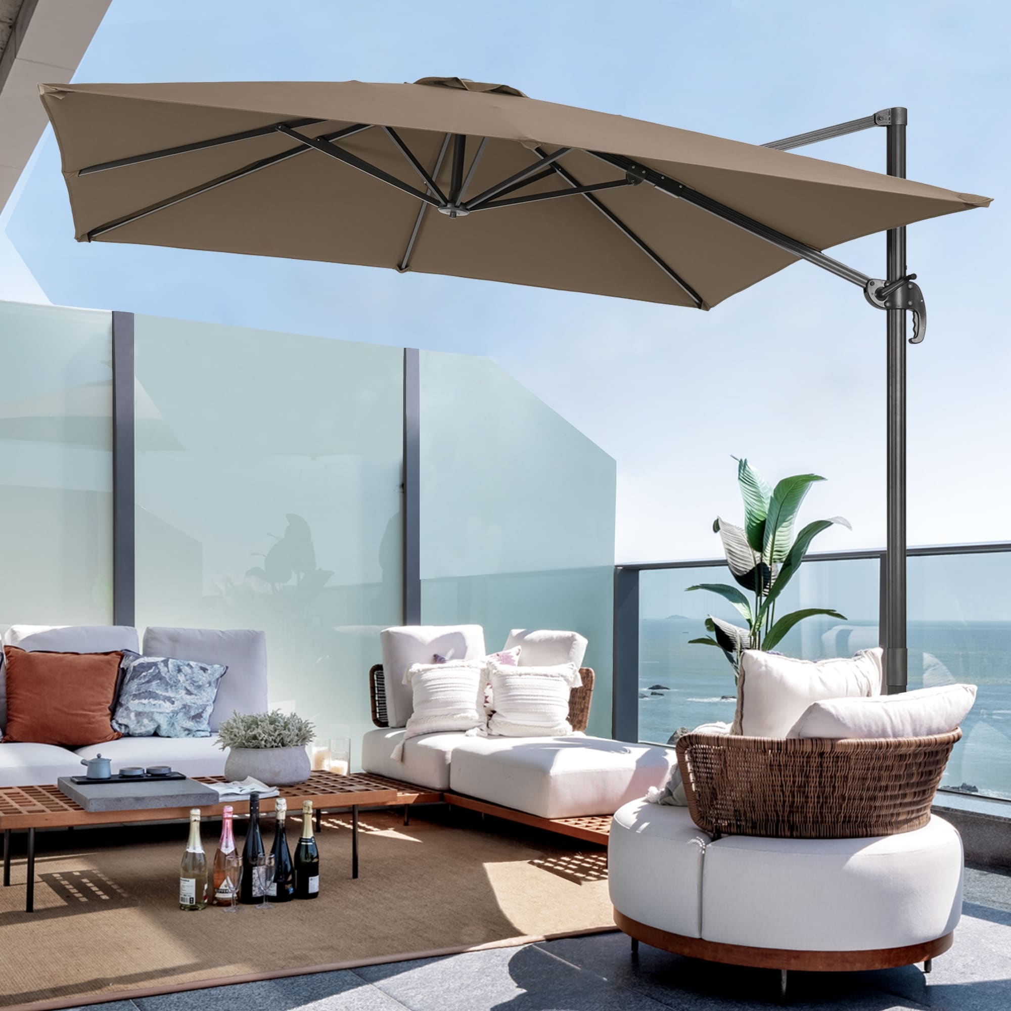 Rectangular top cantilever umbrella