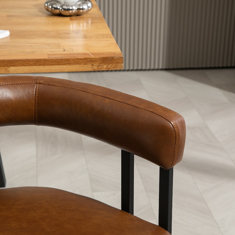 Contemporary Designed PU Fabric Accent/Dining Chair/Barrel Side Chairs Kitchen Armchair for Living Room set of 2