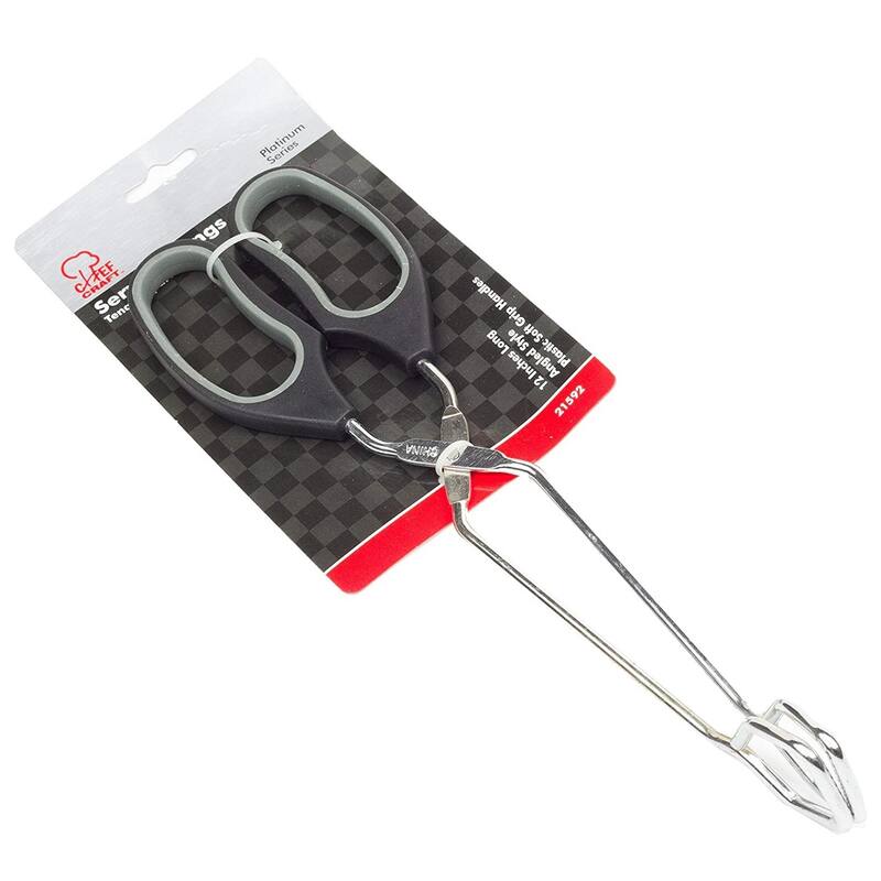 Chef Craft 12" Long Comfort Grip Offset Cooking Tongs for Easier Flipping Control
