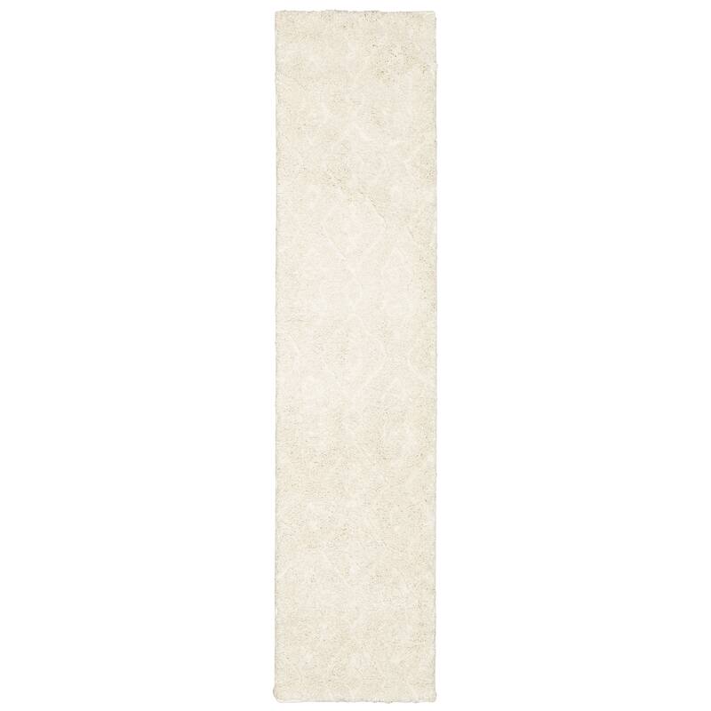 Louisa Diamond Shadows Solid Beige Shag Area Rug - 1' 10" x 7' 6" - Runner